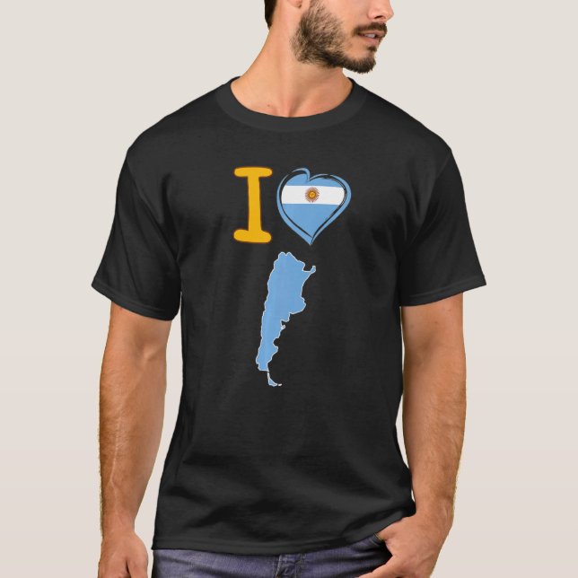 I love Argentina Argentinian flag in shape of a he T Shirt (Framsida)