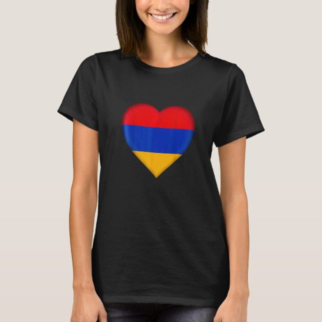 I Love Armenia  Armenian Flag Heart T Shirt (Framsida)