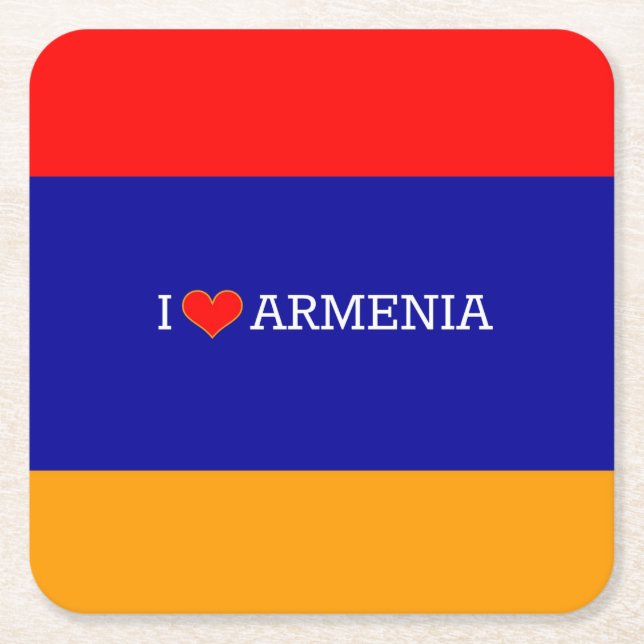 I Love Armenia, flag of Armenia Underlägg Papper Kvadrat (Framsidan)