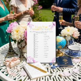 I love around the world Pink Bridal shower game Inbjudningar