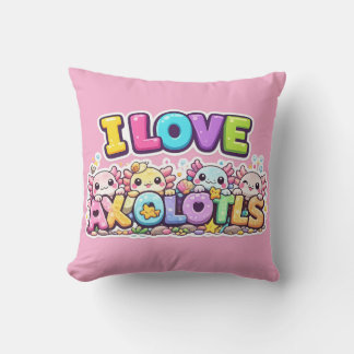 I Love Axolotls Kawaii Cushion Pillow Kudde