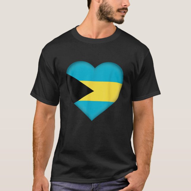 I Love Bahamas  Bahamian Flag Heart Outfit  T Shirt (Framsida)
