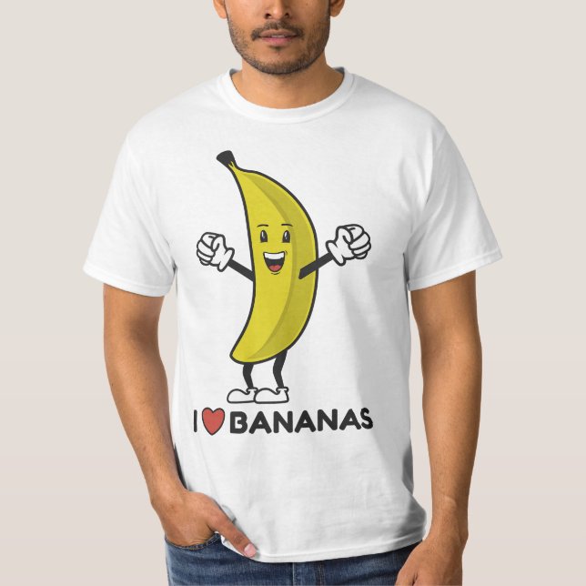 I Love Bananas Long Fruit Funny Banana  T Shirt (Framsida)