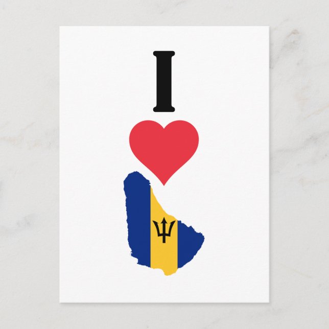 I Love Barbados Vertical I Heart Country Flag Map Vykort (Framsida)