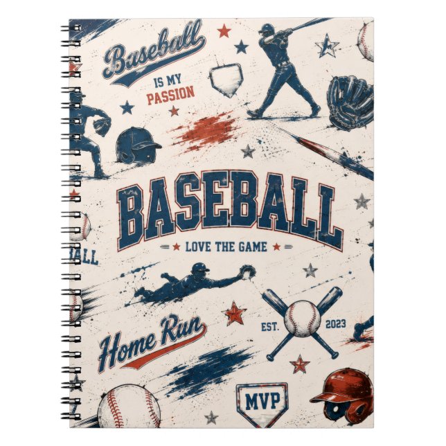 I Love Baseball Notebook & Journal | Baseball Dad  Anteckningsbok (Framsidan)
