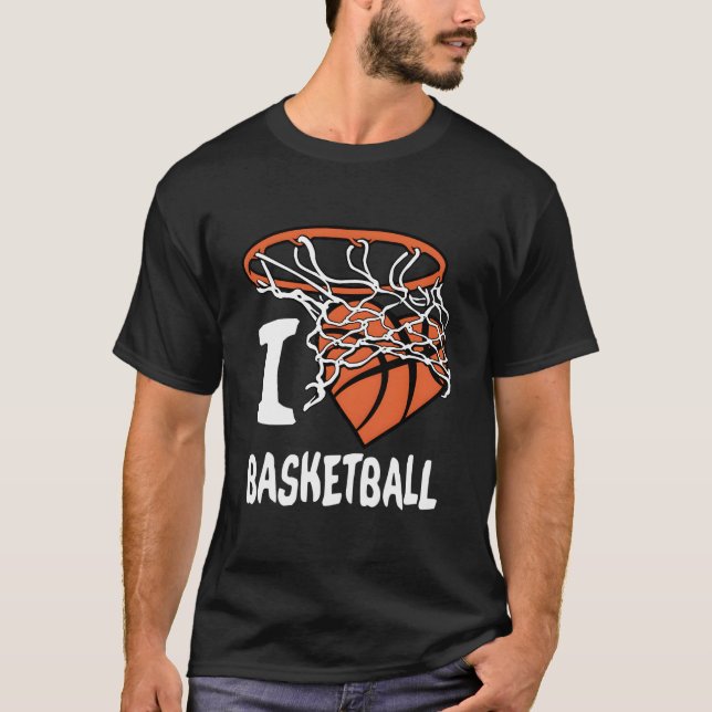 I Love Basketball Youth Basketball Hoop T Shirt (Framsida)