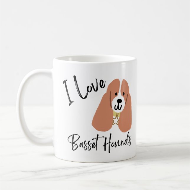 I Love Basset Hounds  Kaffemugg (Vänster)