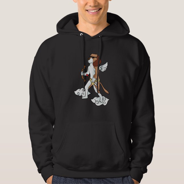 I Love Beagles Cupid Beagle Dog  Heart Valentines  Hoodie (Framsida)