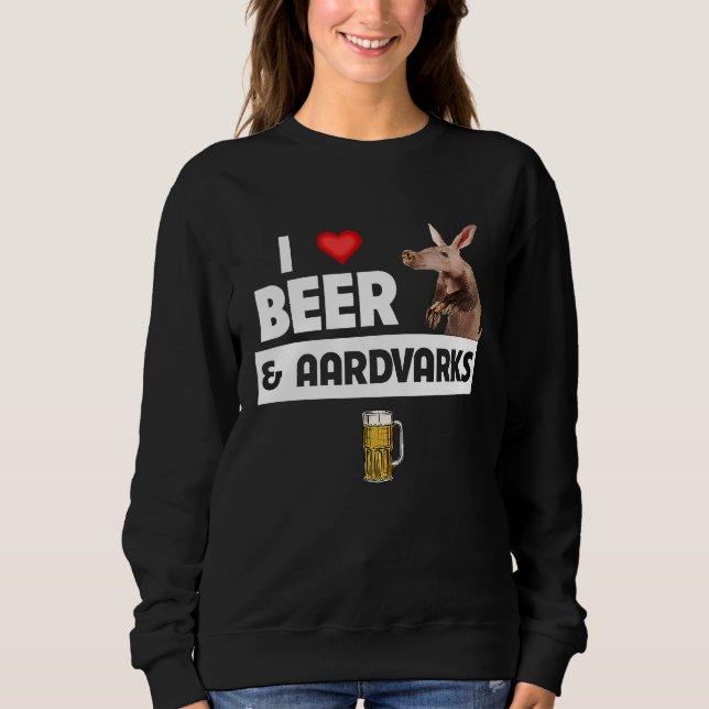 I Love Beer and Aardvarks Anteater Drinking Animal T Shirt (Framsida)