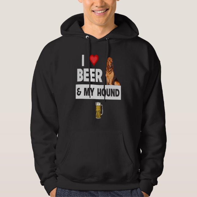 I Love Beer and My Bloodhound Hunting Dog Mom Dad  Hoodie (Framsida)