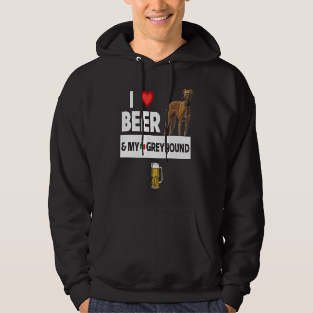 I Love Beer and My Italian Greyhound Dog Mom Dad D Hoodie (Framsida)