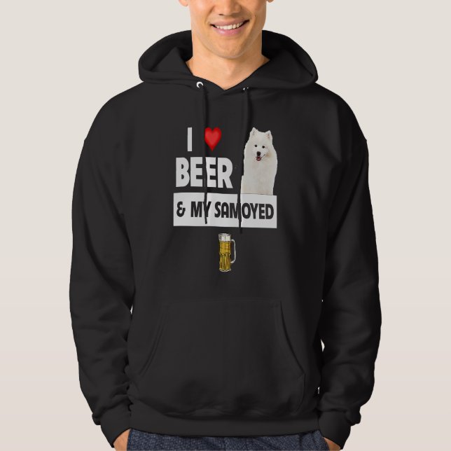 I Love Beer and My Samoyed Herding Paws Mom Dad Dr Hoodie (Framsida)