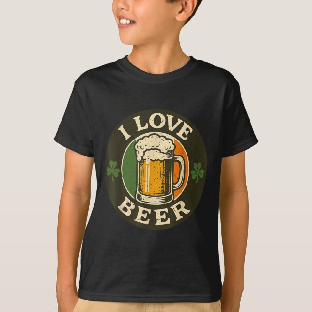 I Love Beer St Patrick Day Drinking Irieam Ireland T Shirt (Framsida)