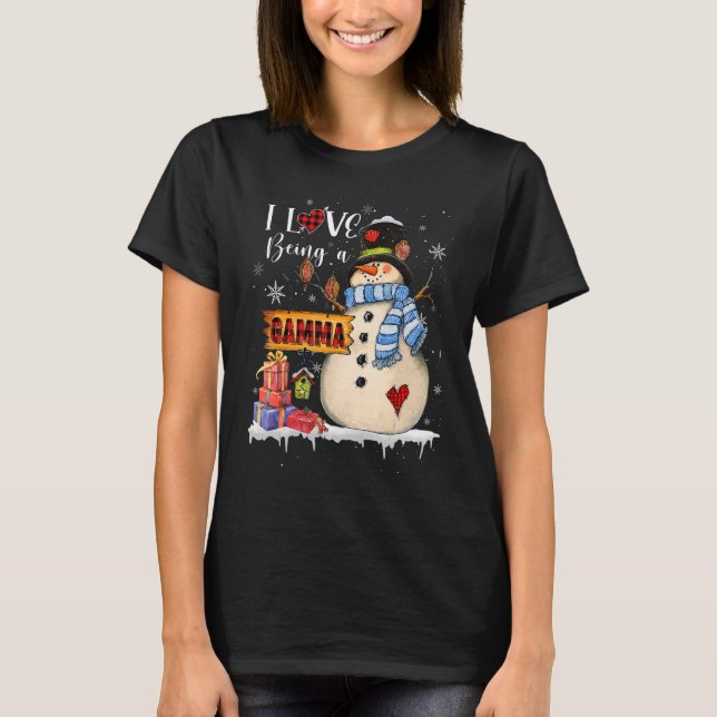 I Love Being A Gamma Snowman Xmas Santa Family Chr T Shirt (Framsida)