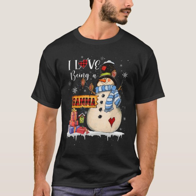 I Love Being A Gamma Snowman Xmas Santa Family Chr T Shirt (Framsida)