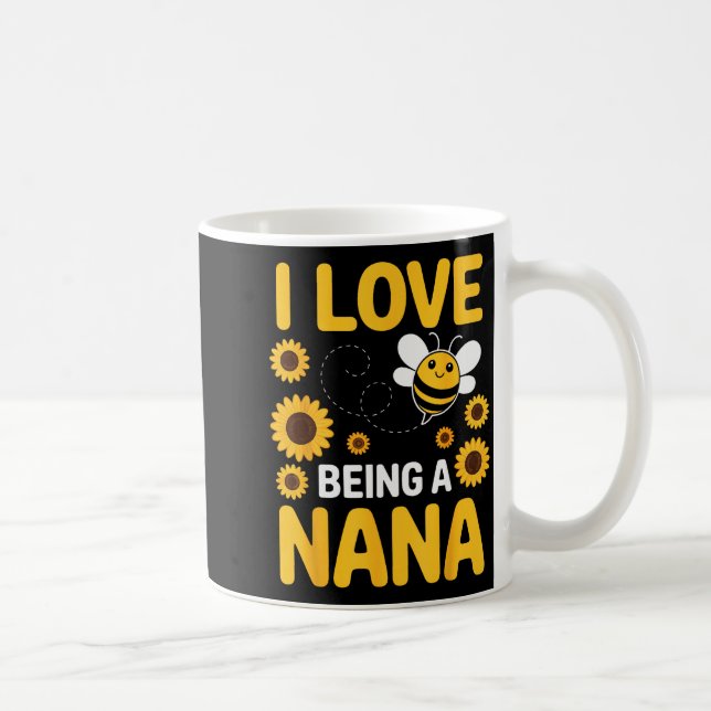 I Love Being A Nana Sunflower Bee Lover Funny Gran Kaffemugg (Höger)