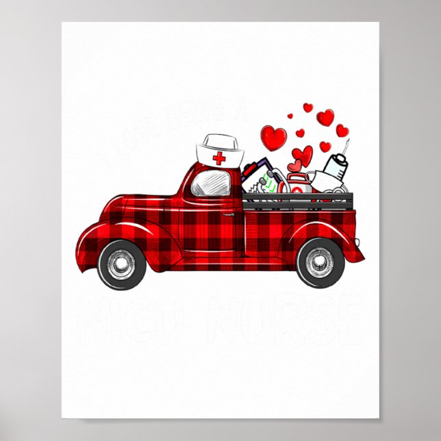I Love Being A Nicu Nurse Valentine Buffalo Plaid  Poster (Framsidan)