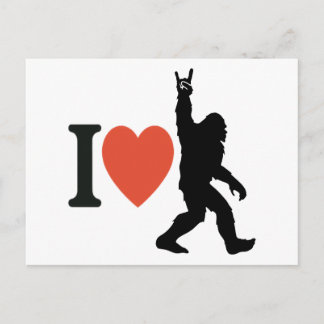 I Love Bigfoot Rock On Helg Vykort