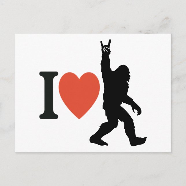 I Love Bigfoot Rock On Helg Vykort (Framsida)