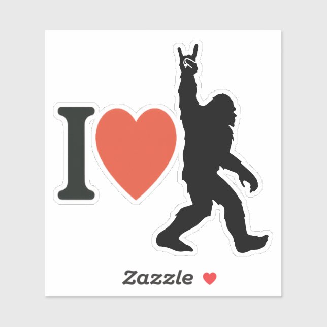 I Love Bigfoot Rock On Klistermärken (Ark)