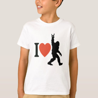 I Love Bigfoot Rock On T Shirt