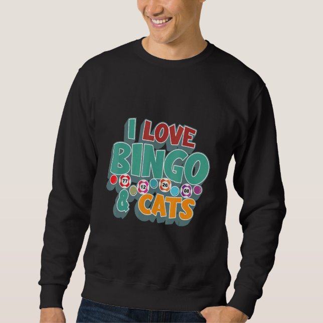 I Love Bingo and Cats Cute Animal Bingo 1 Lång Ärmad Tröja (Framsida)