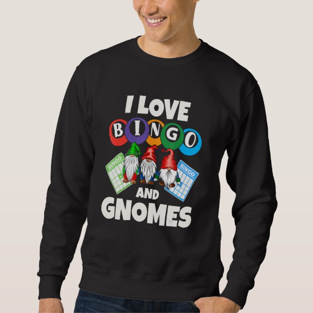 I love Bingo and gnomes Lång Ärmad Tröja (Framsida)