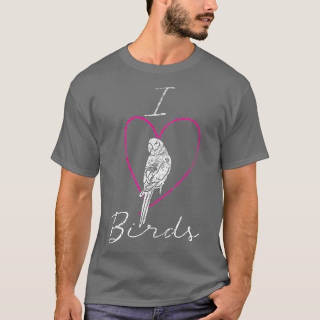 I Love birds Birds Parrot Heart T Shirt (Framsida)
