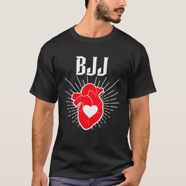I Love BJJ Heart Jiu Jitsu Muay Thai MMA Wrestling T Shirt (Framsida)