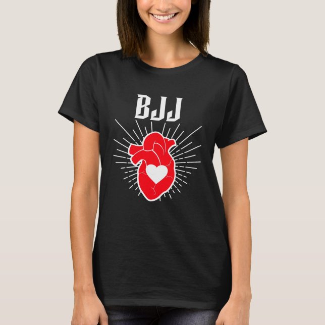 I Love BJJ Heart Jiu Jitsu Muay Thai MMA Wrestling T Shirt (Framsida)