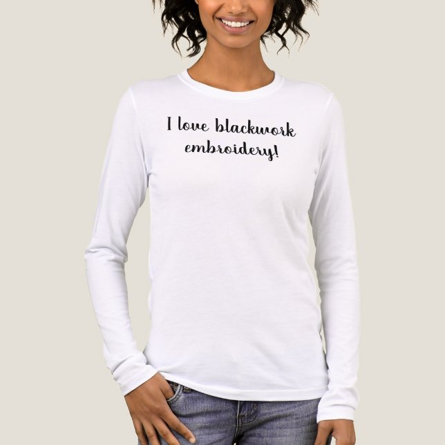 I love blackwork embroidery long sleeve shirt t shirt (Framsida)
