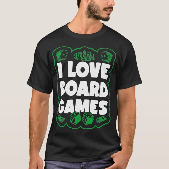 I Love Board Games Gift Game Board Gaming Game str T Shirt (Framsida)