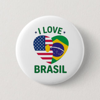 I Love Brasil USA Flag Heart  Knapp
