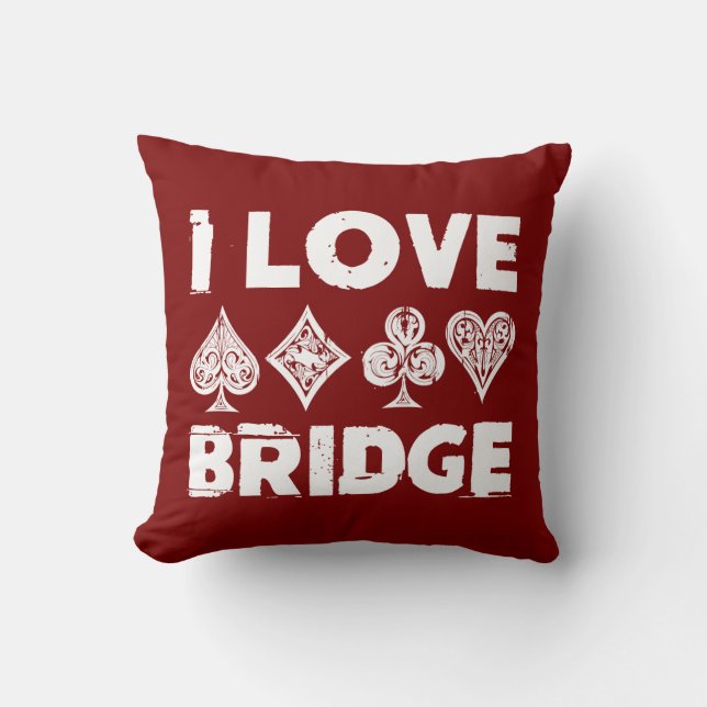 I Love Bridge Card Game Player Kudde (Framsida)