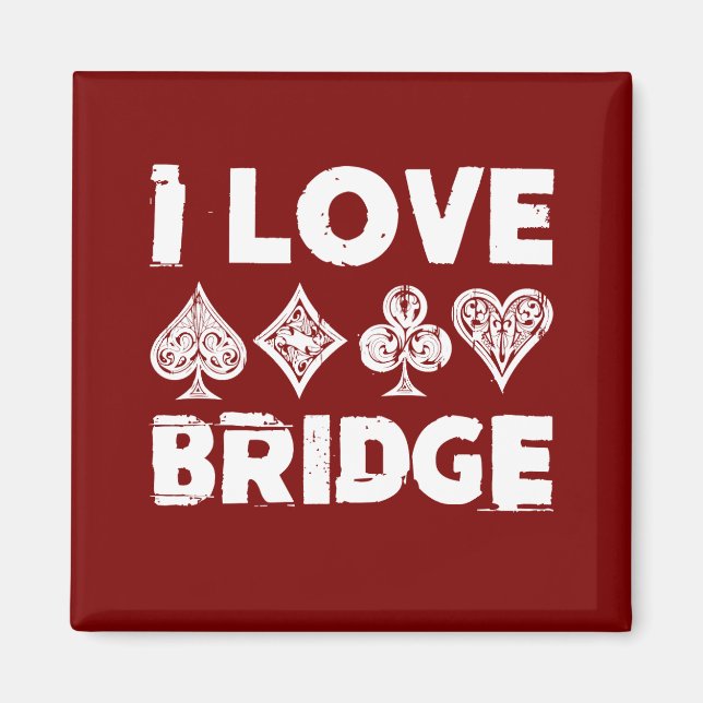 I Love Bridge Card Game Player Magnet (Framsidan)