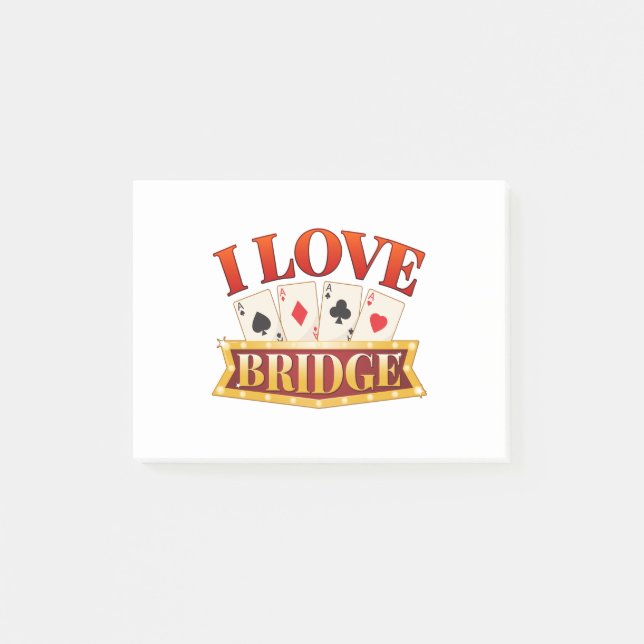 I Love Bridge Card Game Player Post-it Block (Framsida)