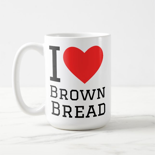 I love brown bread square sticker kaffemugg (Vänster)