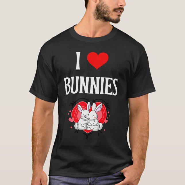 I Love Bunnies I Heart Bunnies Rabbits Bunny Rabbi T Shirt (Framsida)