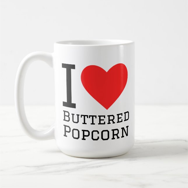 I love buttered popcorn kaffemugg (Vänster)