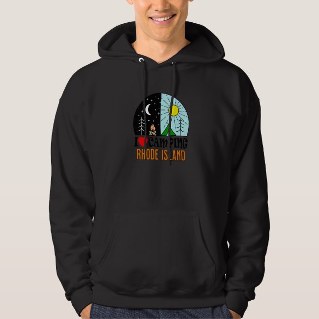 I Love Camping Rhode Island America Outdoors Natur Hoodie (Framsida)