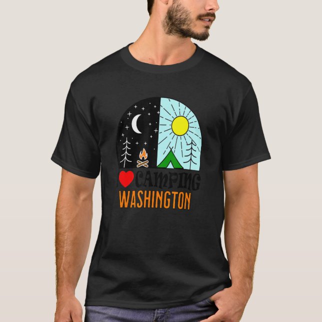 I Love Camping Washington America Outdoors Nature  T Shirt (Framsida)