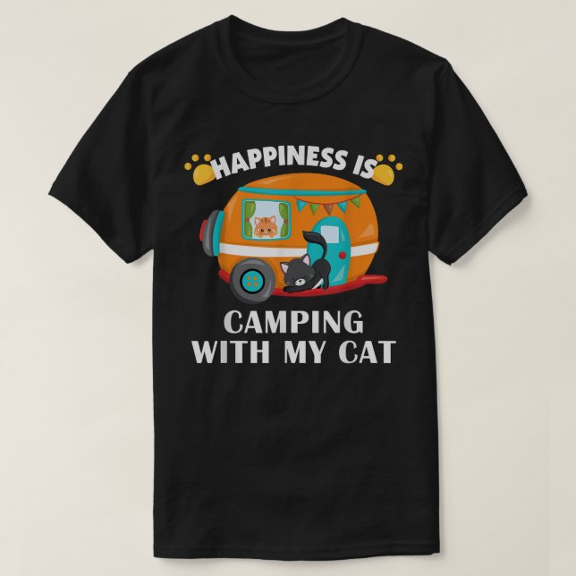 I love Camping With My Cat  Funny Kitty Tee  (Design framsida)
