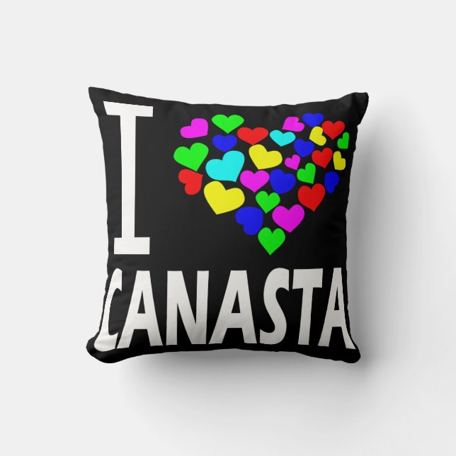 i love canasta card game rummy hearts gift idea kudde (Framsida)