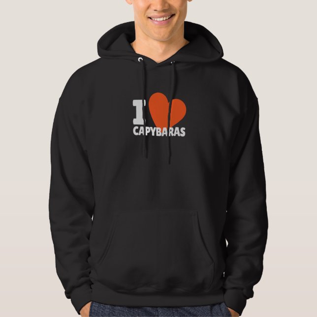 I Love Capybaras Heart Capybaras Hoodie (Framsida)