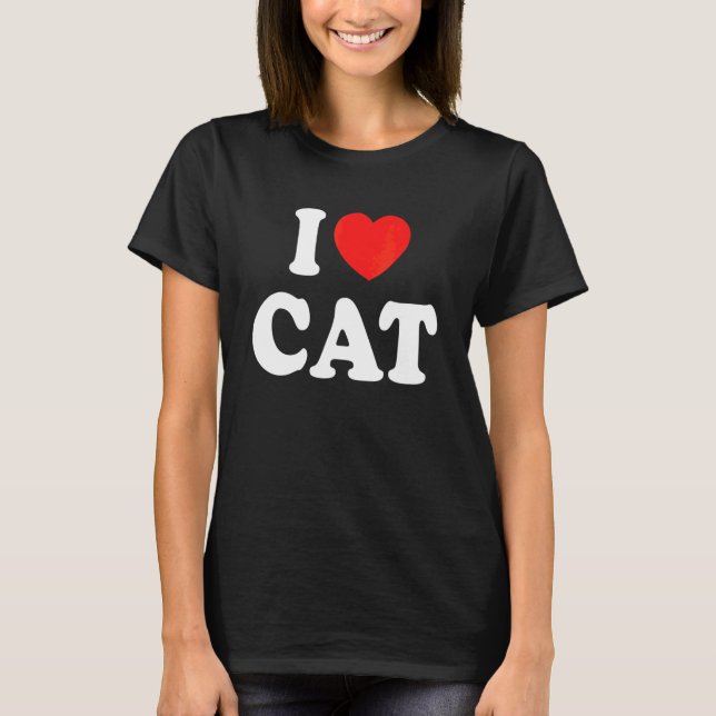 I Love Cat With A Red Heart T Shirt (Framsida)