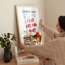 I Love Cats and Books Fototryck