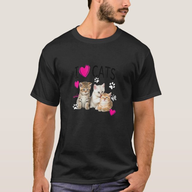 I Love Cats Cat  Ee I Love Kittens T Shirt (Framsida)
