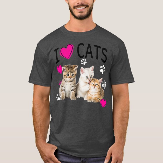 I Love Cats   Cat lover   I love Kittens T Shirt (Framsida)
