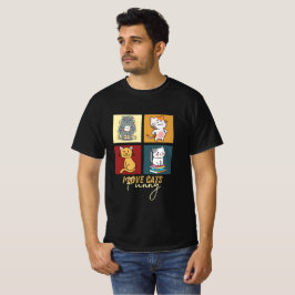 I Love Cats Funny squar design T Shirt