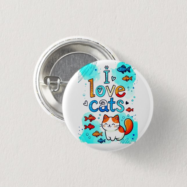 I LOVE CATS KNAPP (Framsida & baksida)